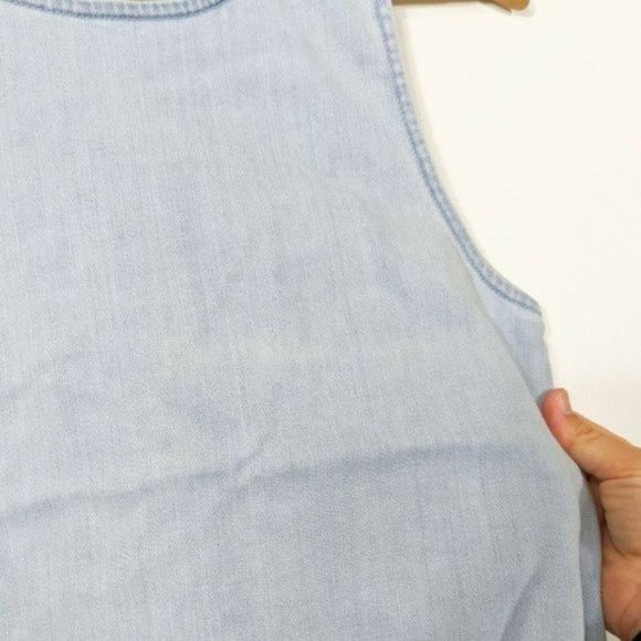AERIE Light Blue Chambray Raw Hem Flyaway Tank Top Small - Picture 7 of 8
